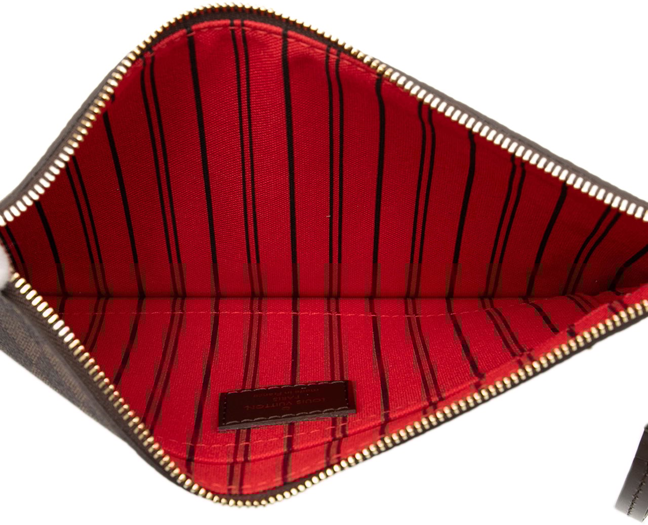 Louis Vuitton Damier Ebene Neverfull Pouch MM Bruin