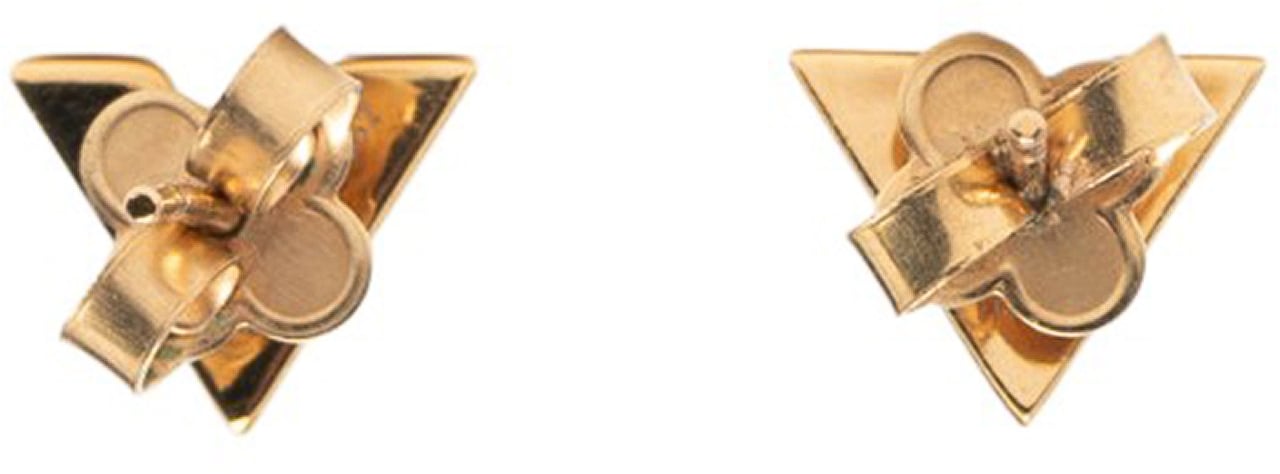 Louis Vuitton Gold Plated Essential V Stud Earrings Goud