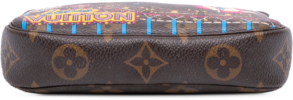 Louis Vuitton Monogram Vivienne Christmas Roller Coaster Mini Pochette Accessoires Bruin