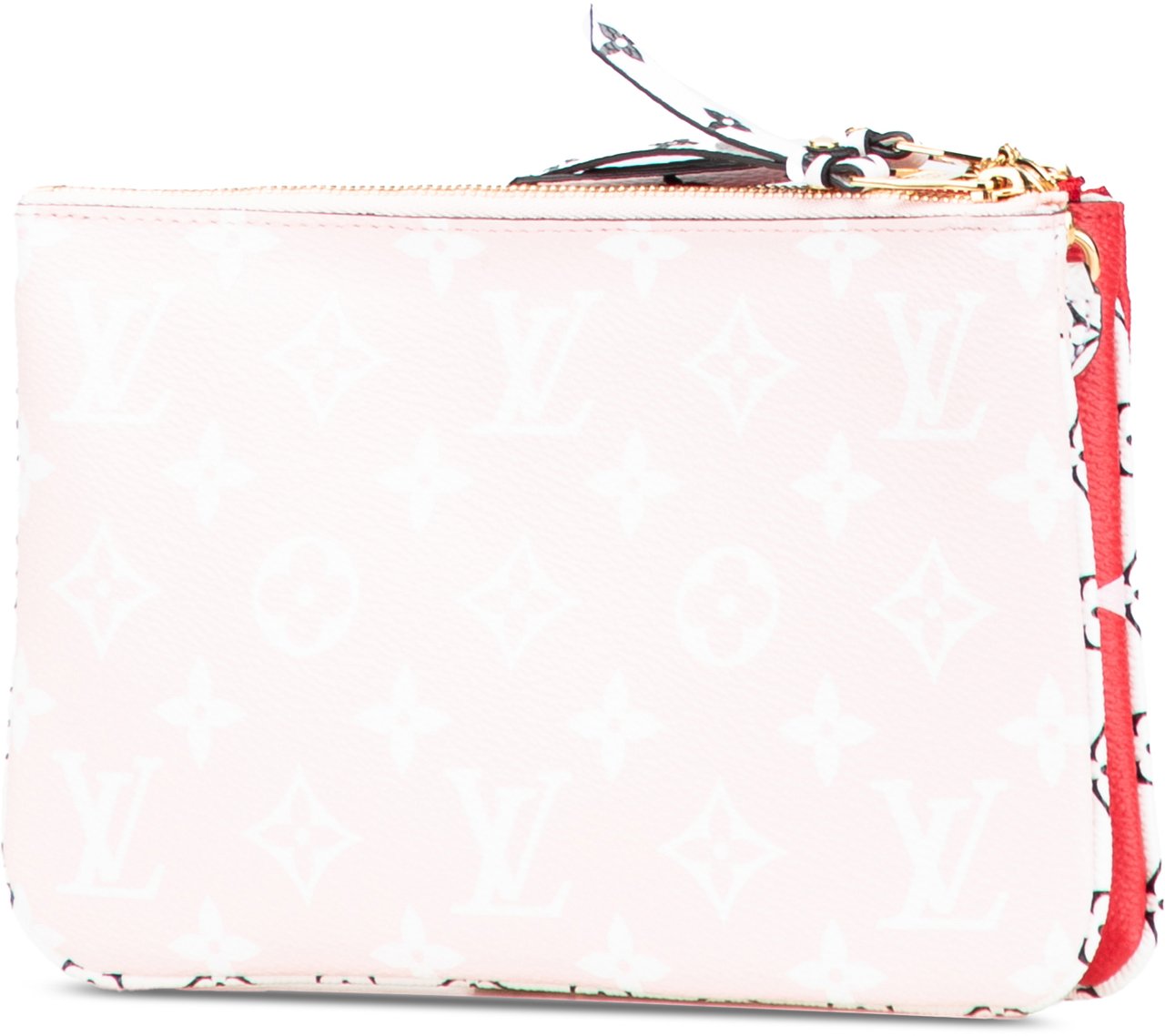 Louis Vuitton Limited Edition Monogram Giant Double Zip Pochette Rood
