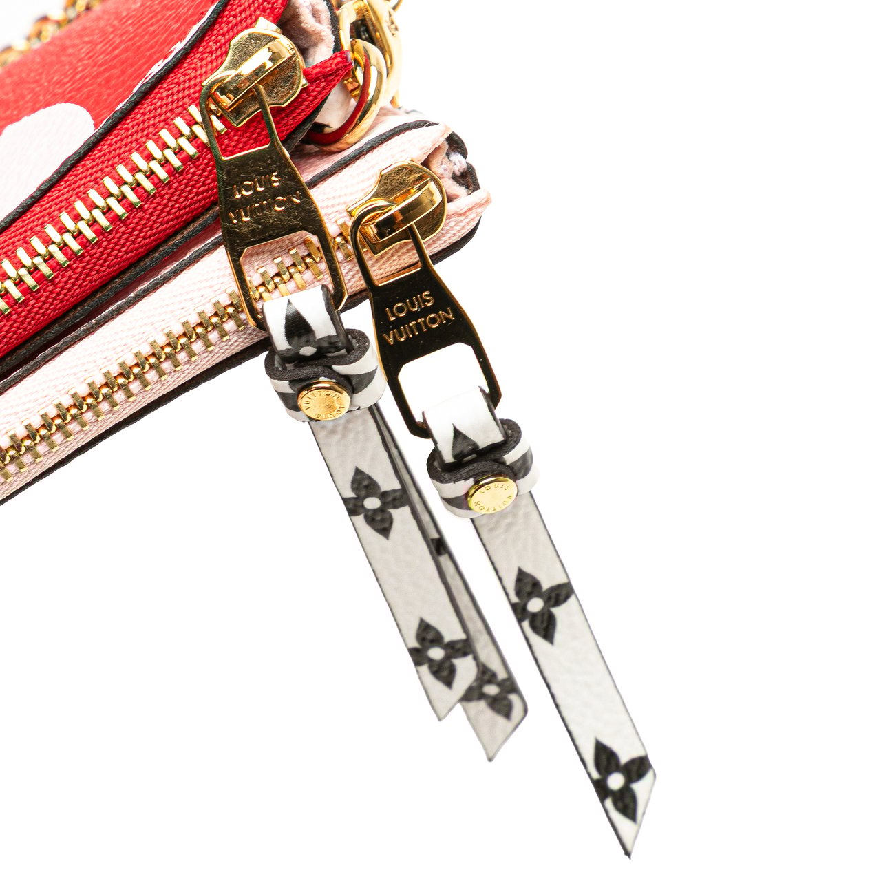 Louis Vuitton Limited Edition Monogram Giant Double Zip Pochette Rood