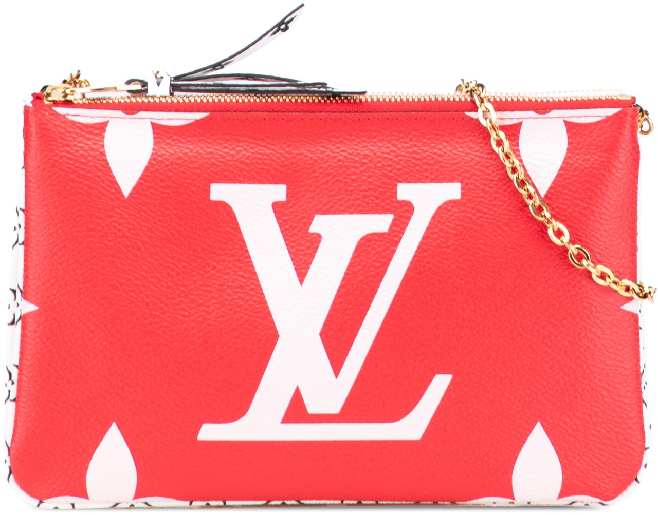 Louis Vuitton Limited Edition Monogram Giant Double Zip Pochette Rood