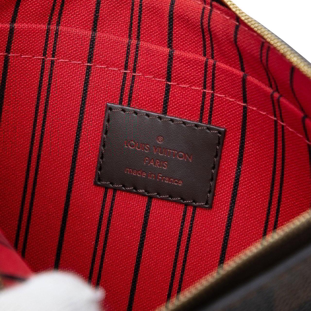 Louis Vuitton Damier Ebene Travel Patches Neverfull MM Pouch Bruin