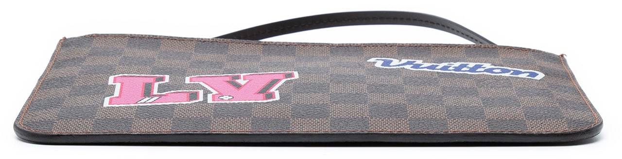 Louis Vuitton Damier Ebene Travel Patches Neverfull MM Pouch Bruin