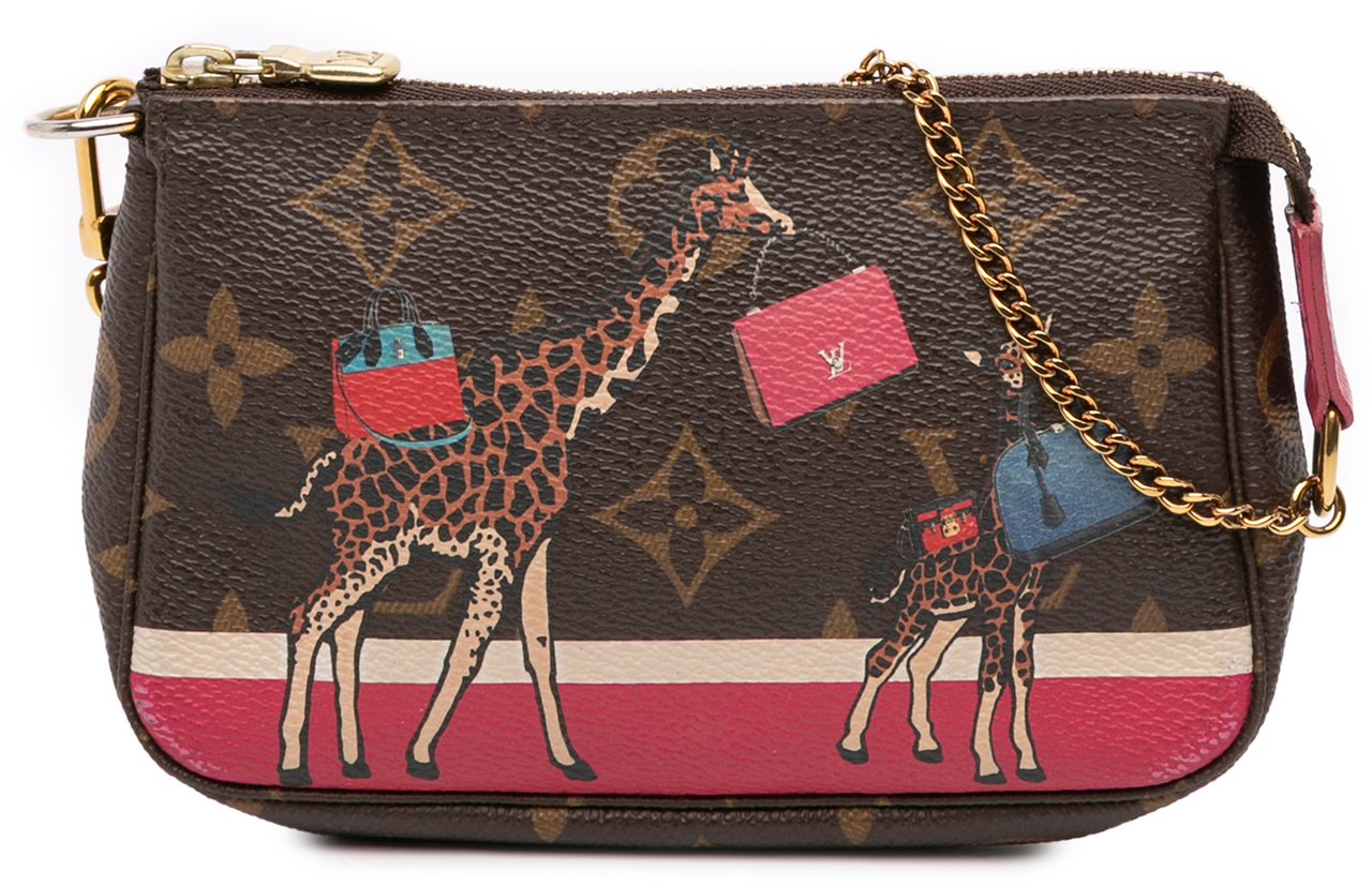 Louis Vuitton Monogram Giraffe Christmas Mini Pochette Accessoires Bruin