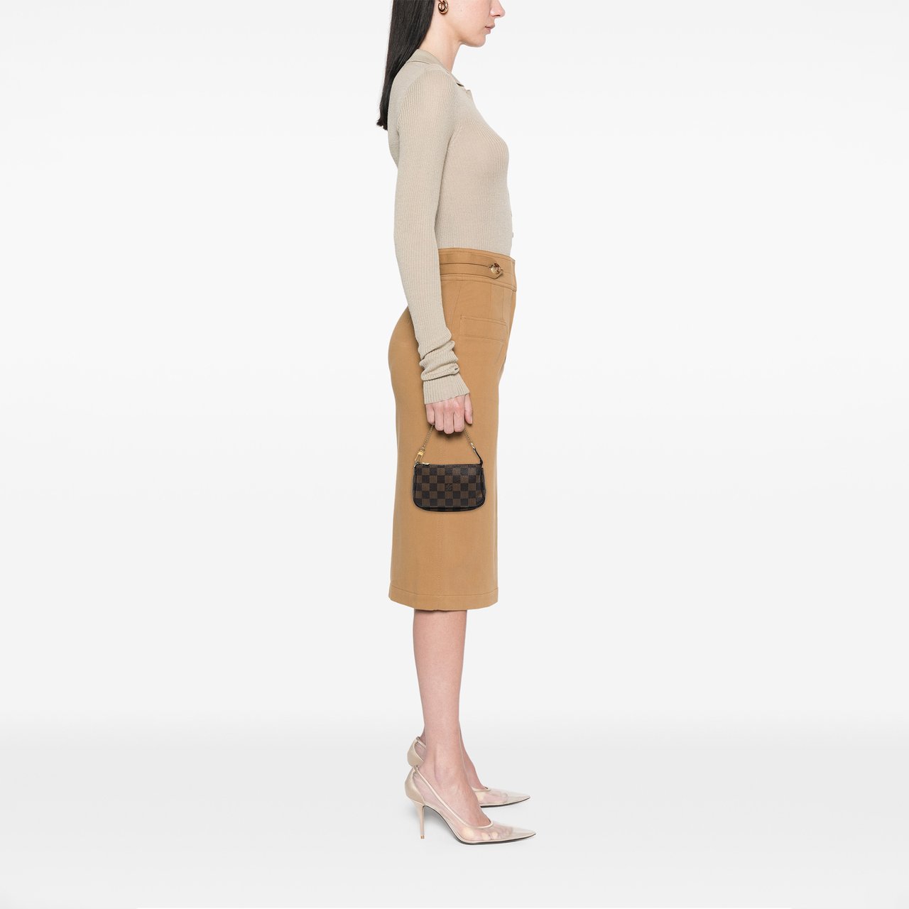 Louis Vuitton Damier Ebene Mini Pochette Accessoires Bruin