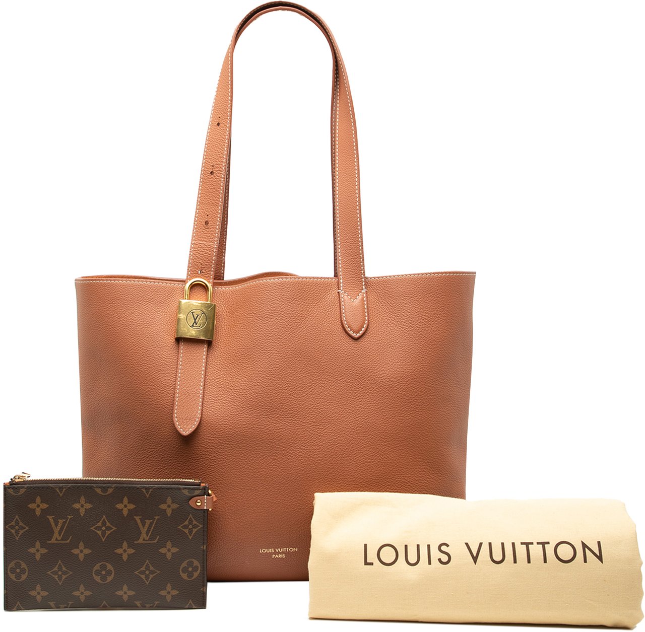 Louis Vuitton Grained Calfskin Low Key Cabas MM Bruin