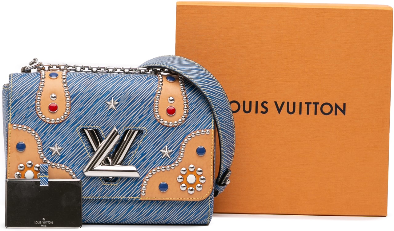 Louis Vuitton Epi Denim Studded Twist MM Blauw