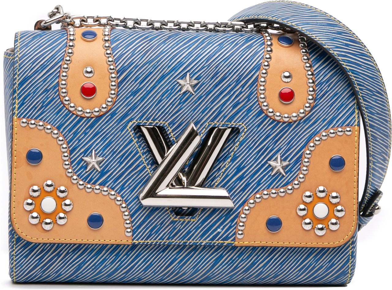 Louis Vuitton Epi Denim Studded Twist MM Blauw