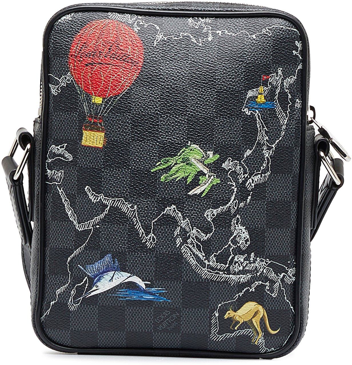 Louis Vuitton Damier Graphite Renaissance Map Danube Slim PM Zwart