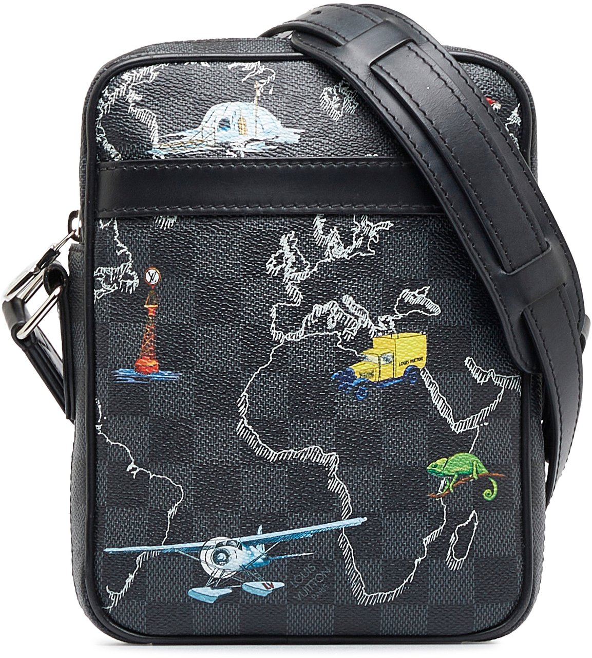 Louis Vuitton Damier Graphite Renaissance Map Danube Slim PM Zwart