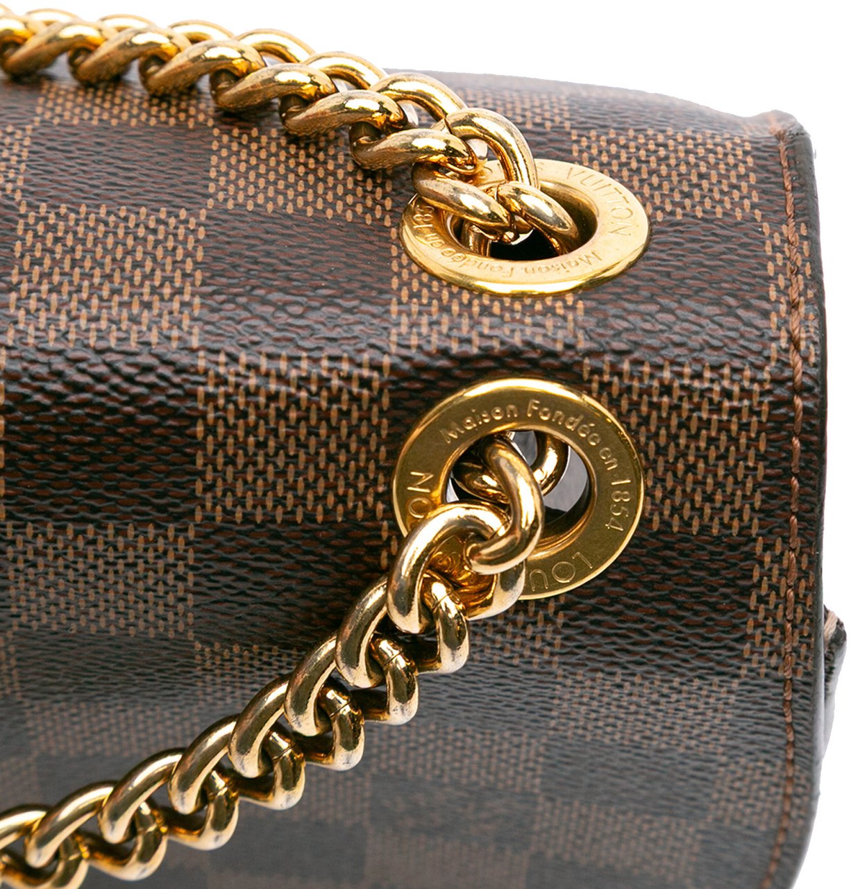 Louis Vuitton Damier Ebene Cuir Taurillon Wight Bruin