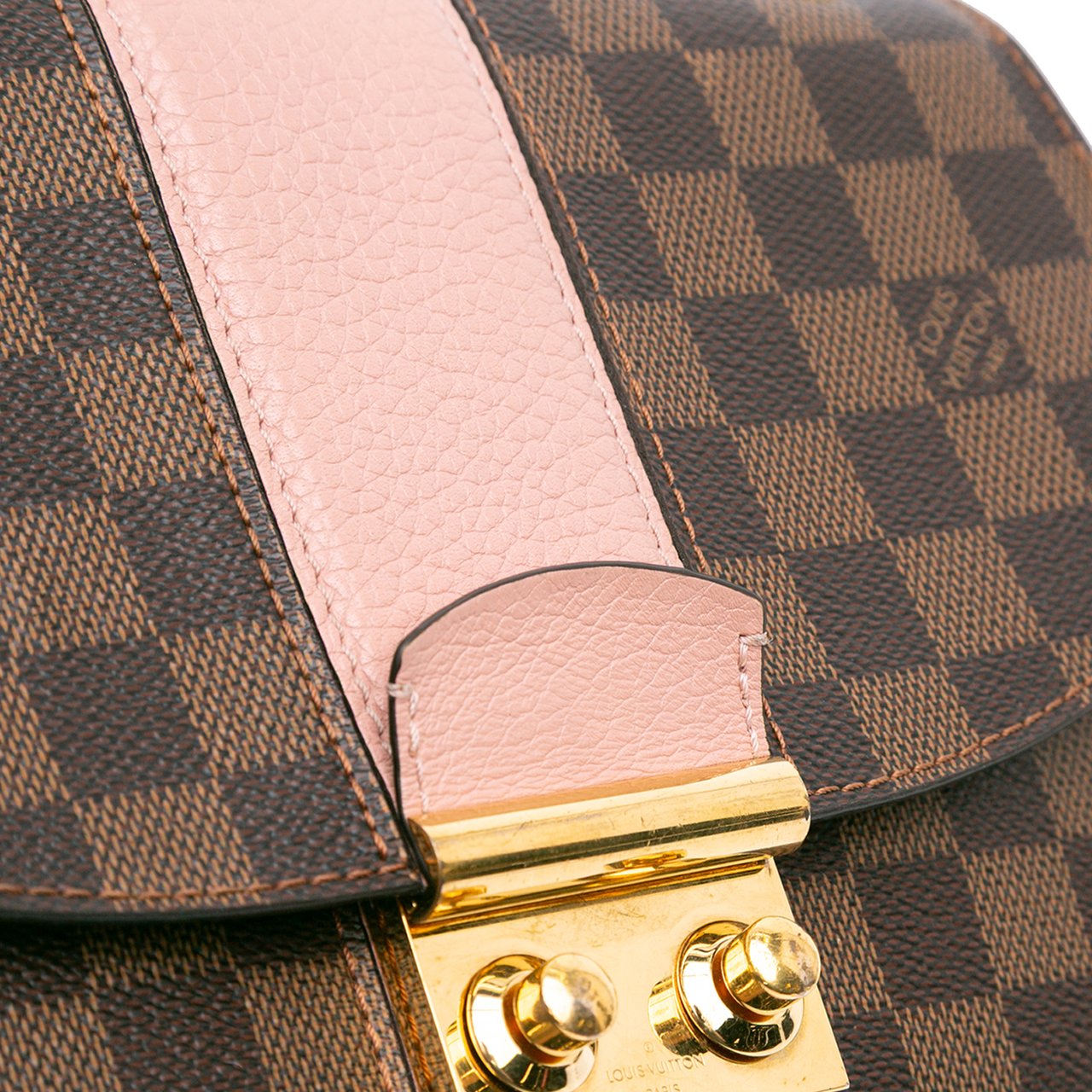 Louis Vuitton Damier Ebene Cuir Taurillon Wight Bruin