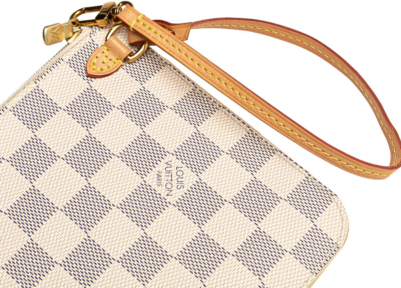 Louis Vuitton Damier Azur Neverfull MM Pouch Wit