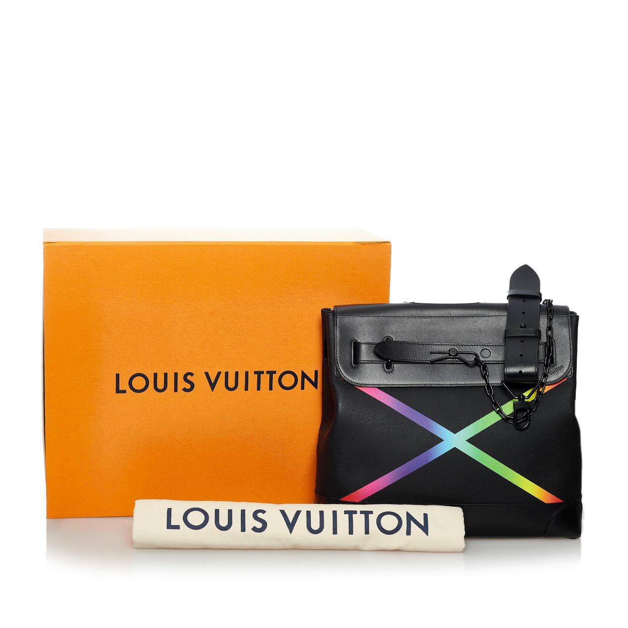 Louis Vuitton Taiga Rainbow Steamer PM Zwart