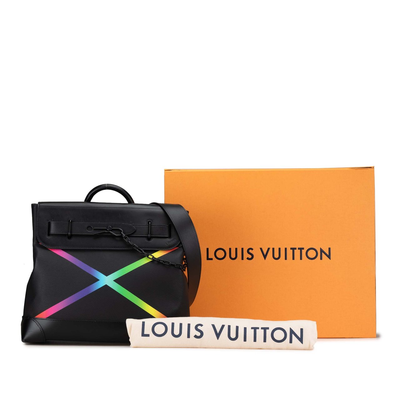Louis Vuitton Taiga Rainbow Steamer PM Zwart