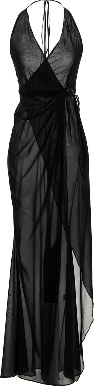 Louisa Ballou Black Silk Long Dress Zwart