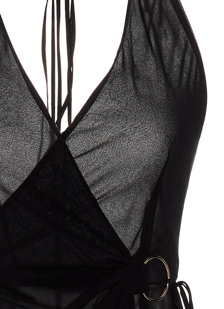 Louisa Ballou Black Silk Long Dress Zwart