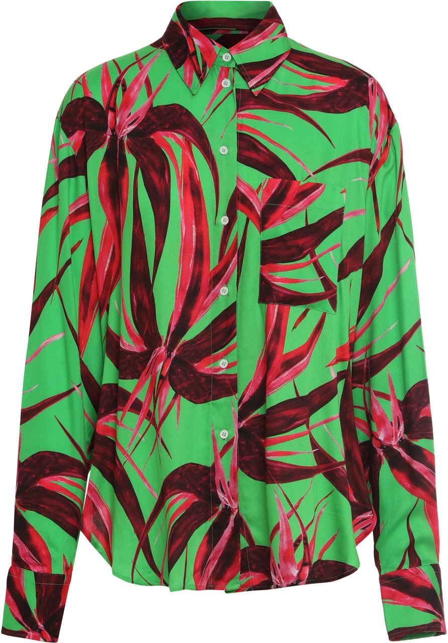 Louisa Ballou Printed viscose shirt Groen