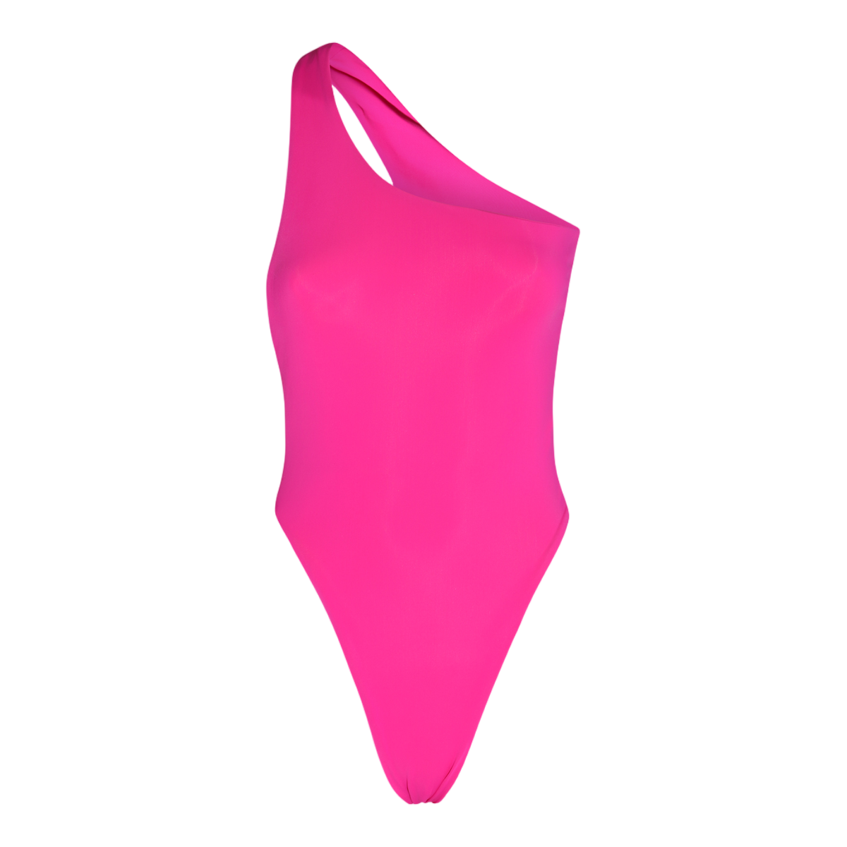 Louisa Ballou One-Shoulder Vibrant Pink Swimsuit Roze