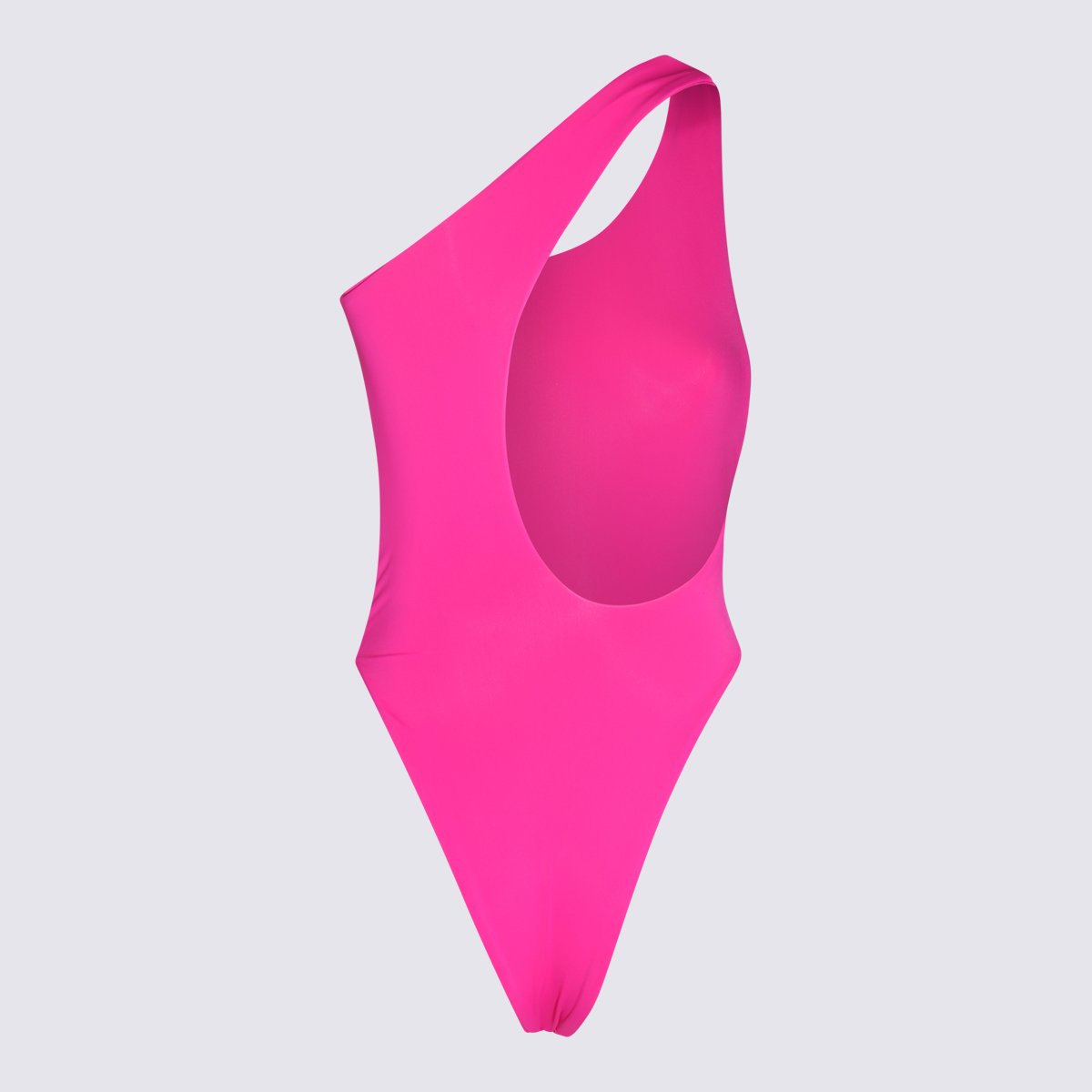 Louisa Ballou One-Shoulder Vibrant Pink Swimsuit Roze