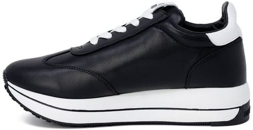 Love Moschino Black Leather Low Top Sneakers Zwart