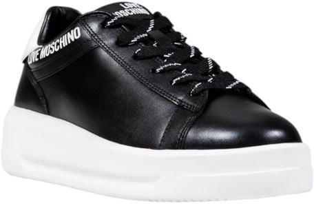 Love Moschino Black And White Synthetic Chunky Sneakers Zwart