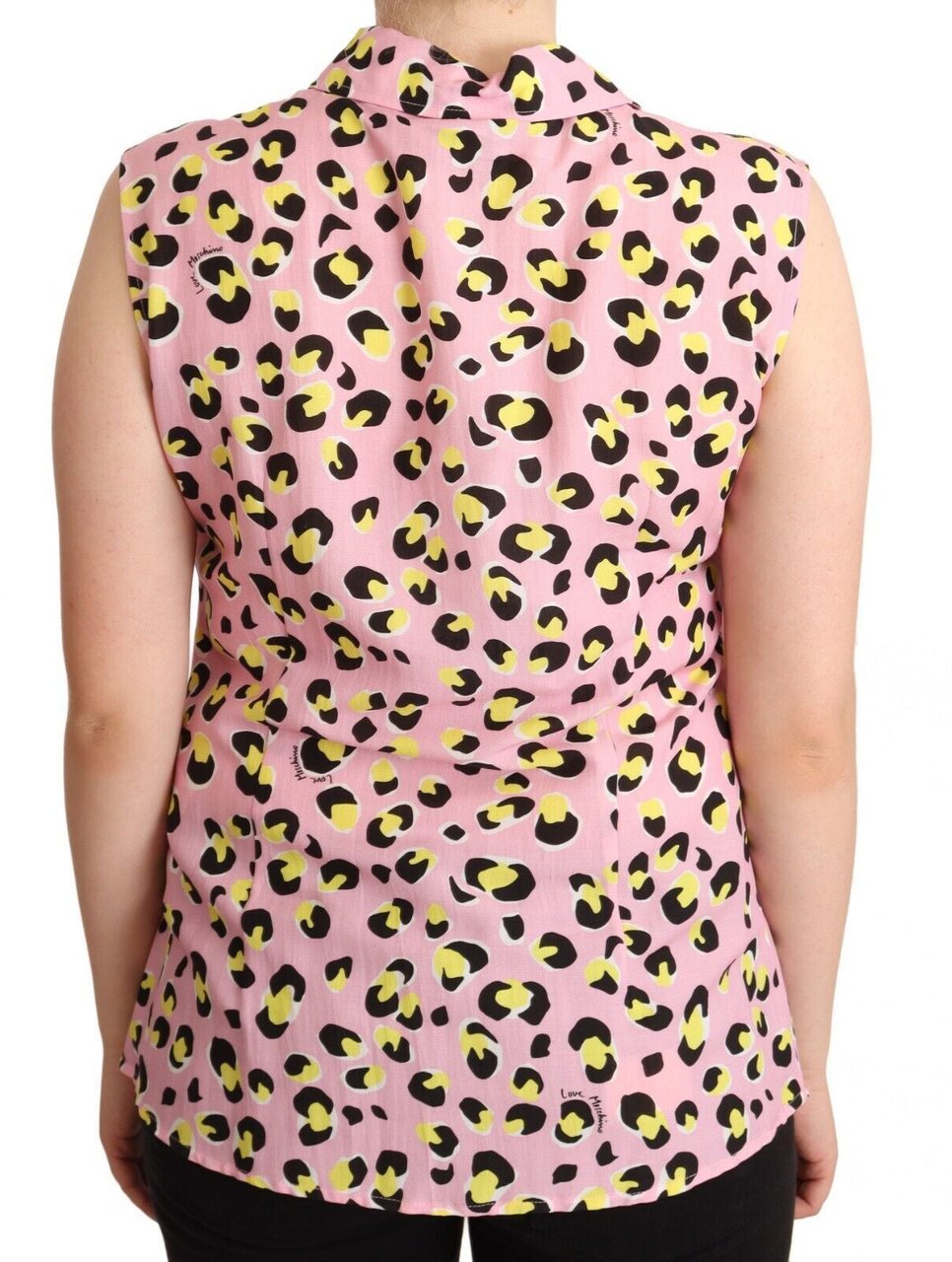 Love Moschino Pink Leopard Print Sleeveless Collared Polo Top Roze