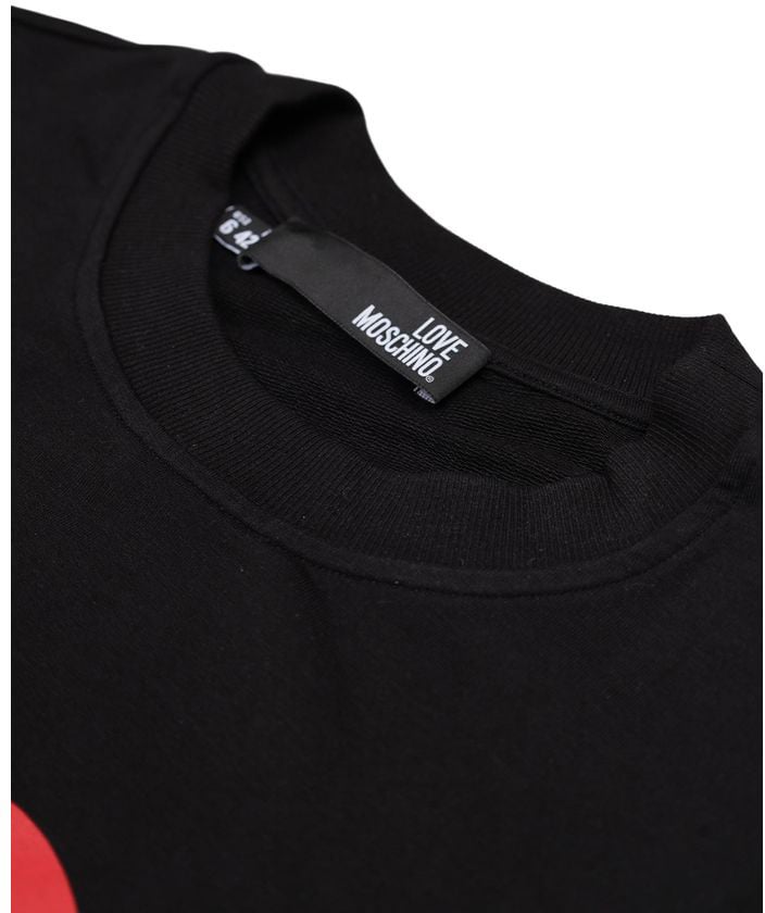 Love Moschino Black Cotton Sweatshirt Zwart