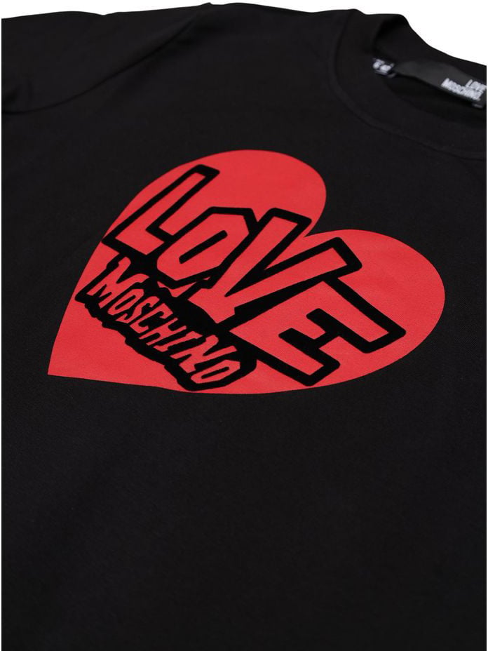 Love Moschino Black Cotton Sweatshirt Zwart