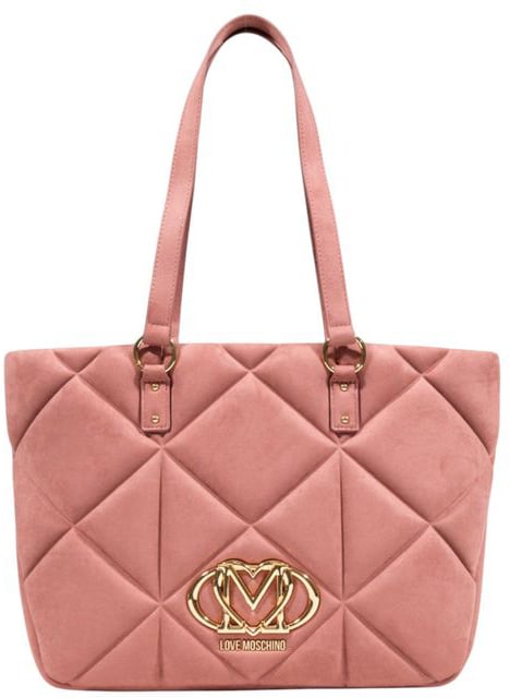 Love Moschino Love Moschino Pink Suede Leather Handbag Roze