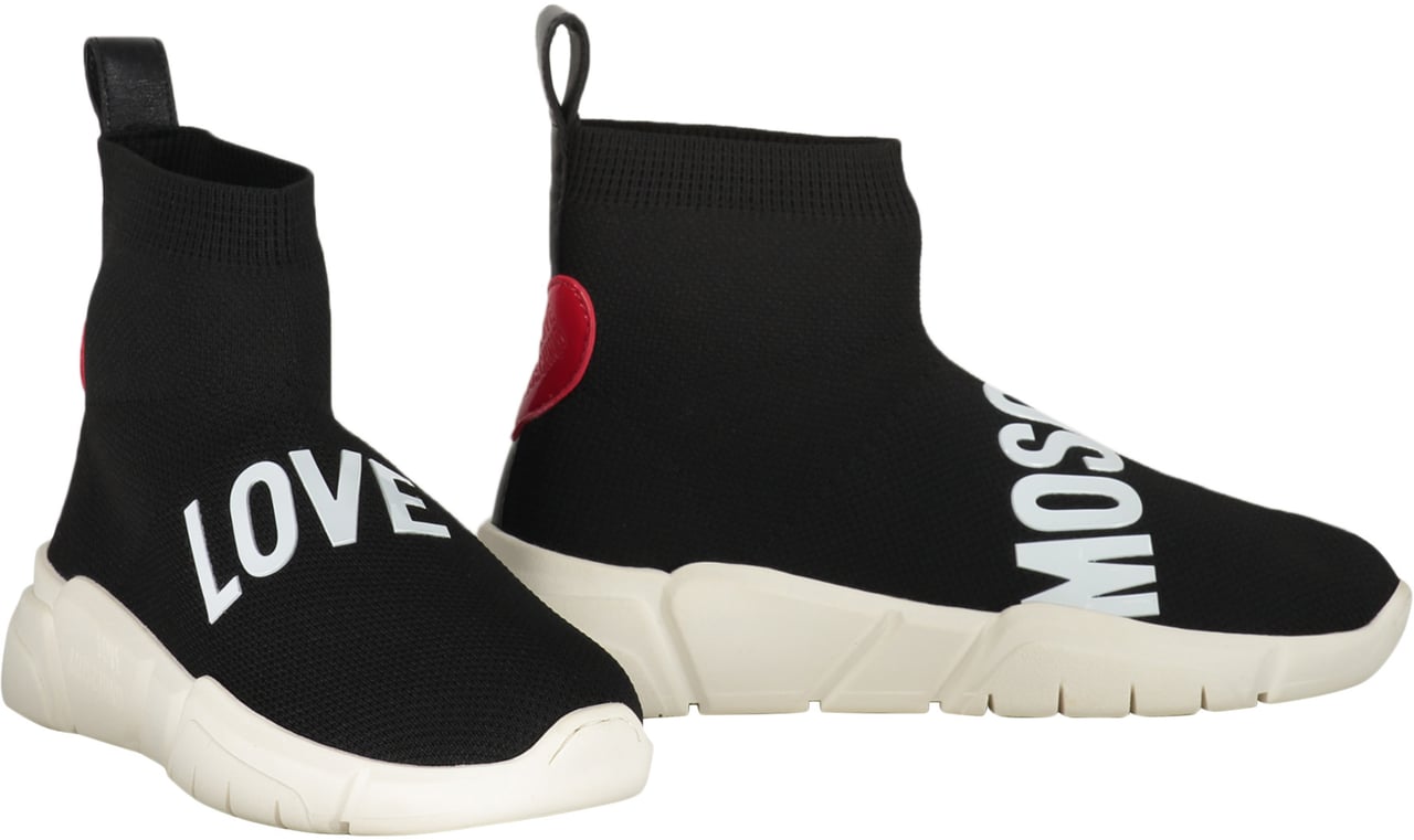 Love Moschino Knitted sock-style sneakers Zwart