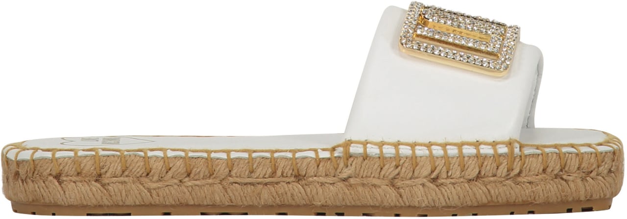 Love Moschino Leather espadrille slides Wit