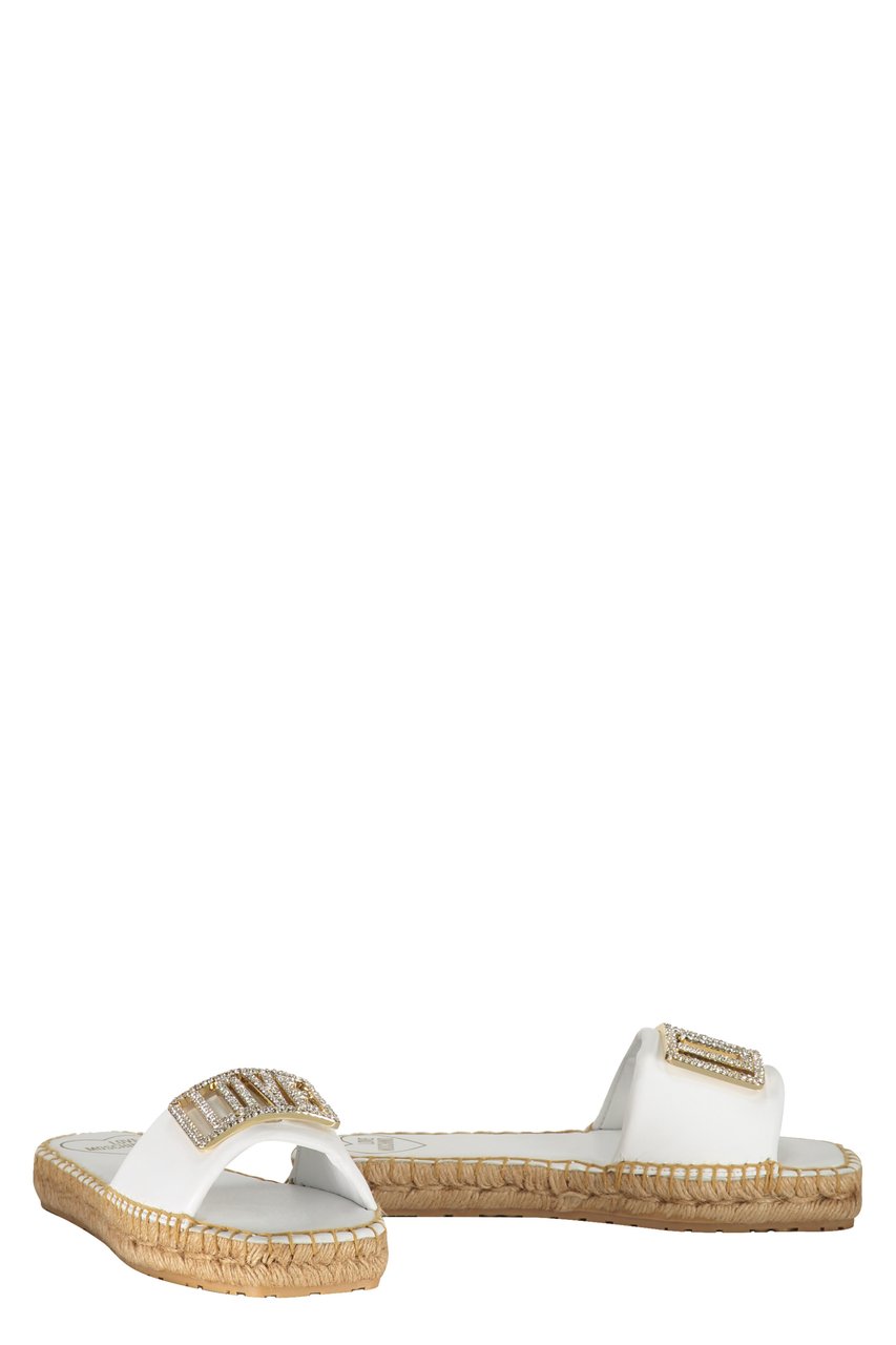 Love Moschino Leather espadrille slides Wit
