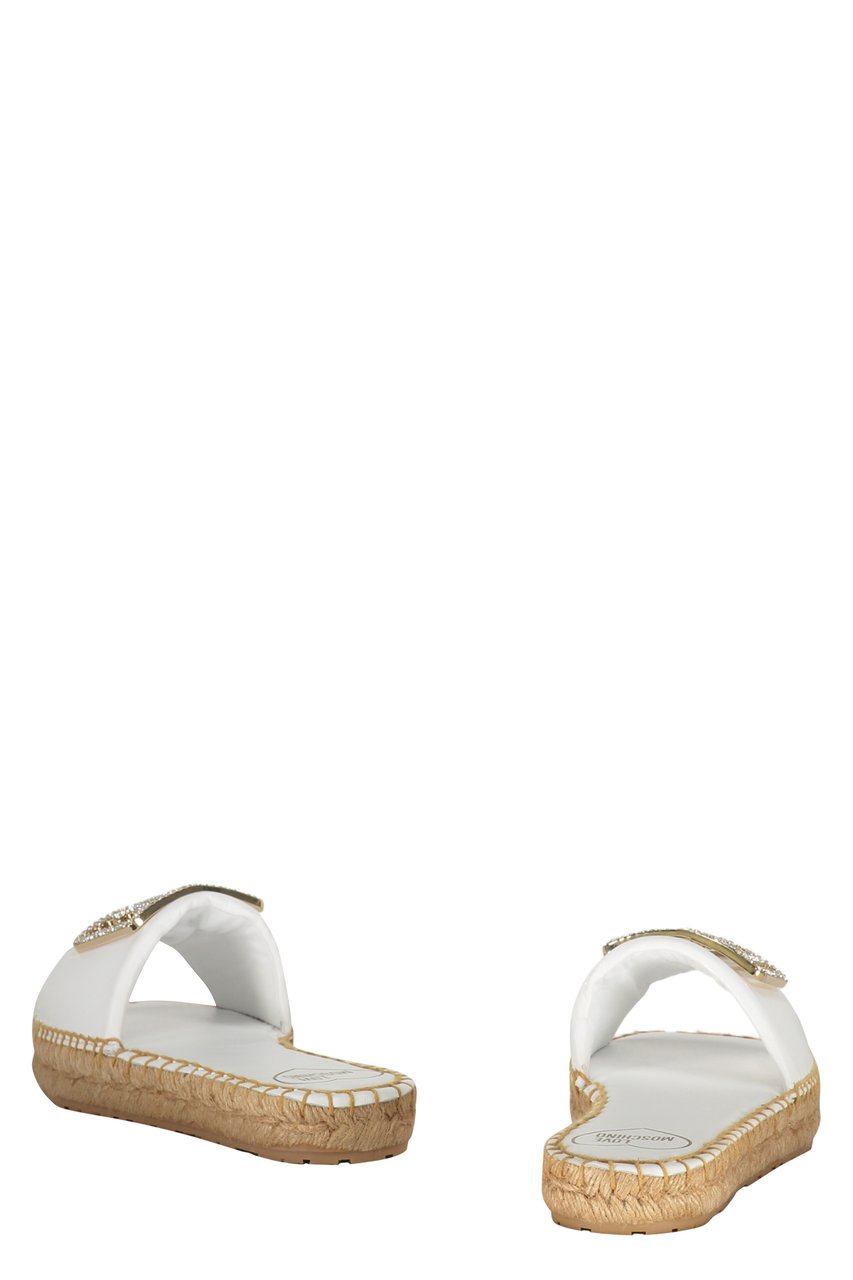 Love Moschino Leather espadrille slides Wit