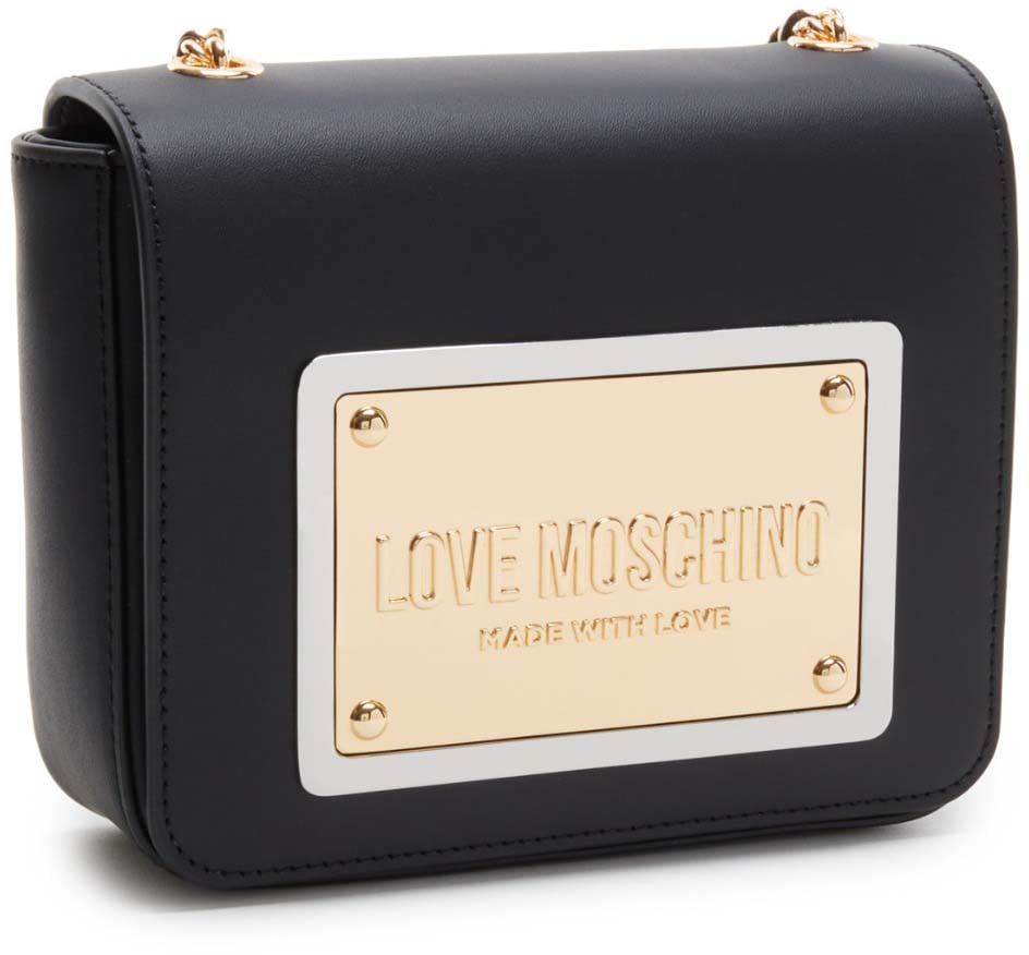 Love Moschino Vitello Kunstleer Crossbody Tas Zwart
