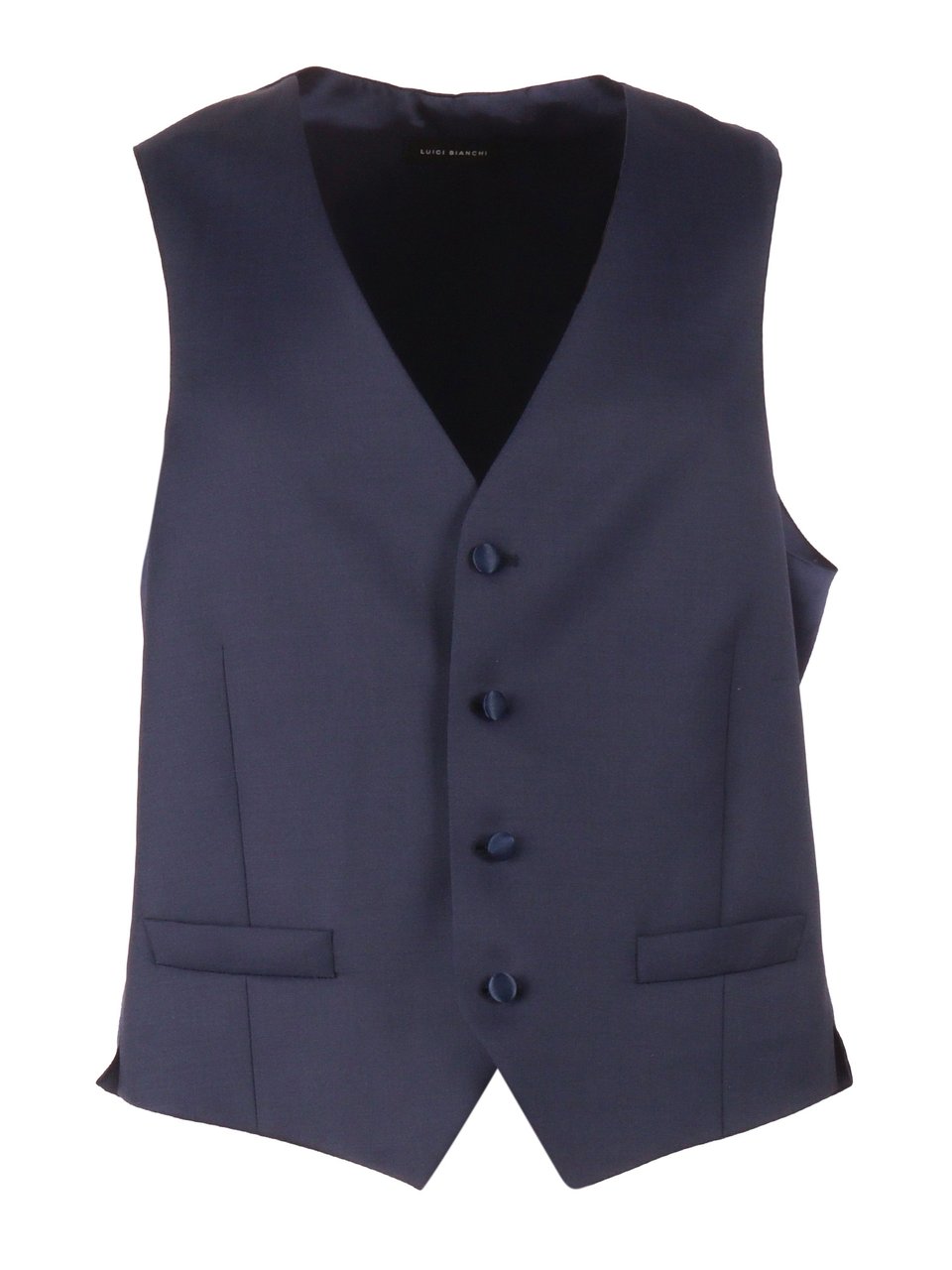Luigi Bianchi Virgin Wool Satin Tailored Vest Zwart