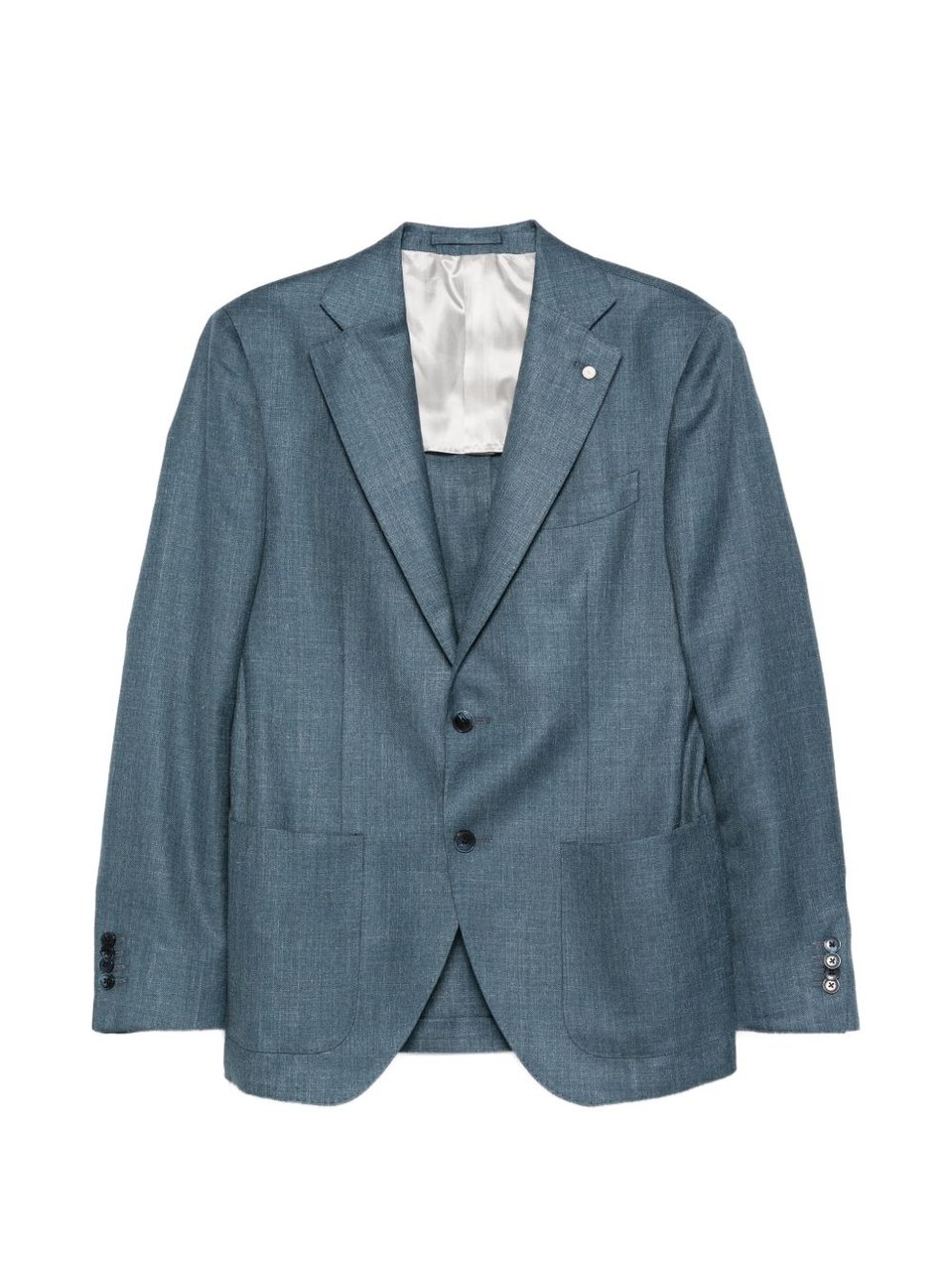 Luigi Bianchi Blue Wool Silk Linen Jacket Blauw