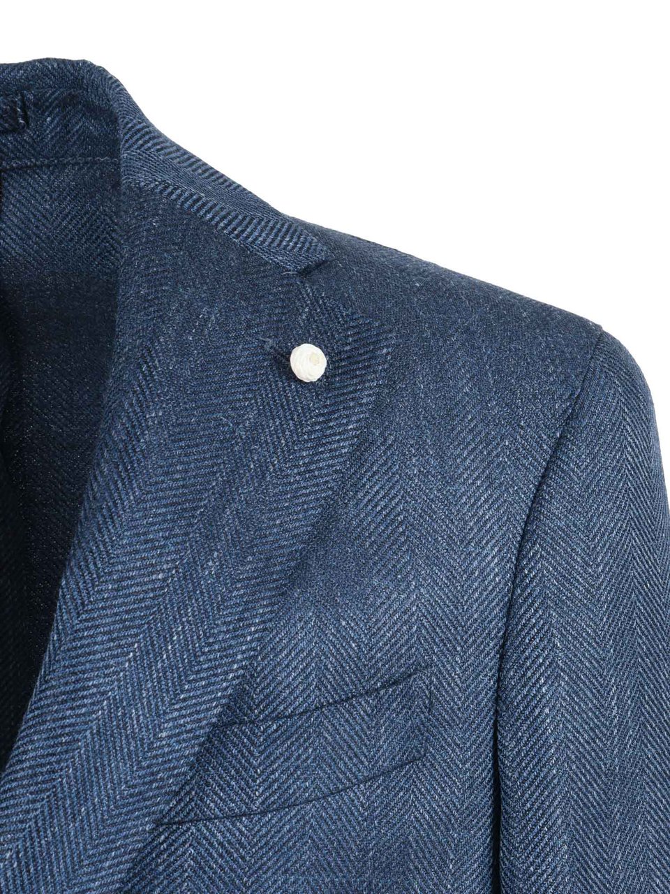 Luigi Bianchi Tailored Drop 7 Herringbone Blazer Blauw
