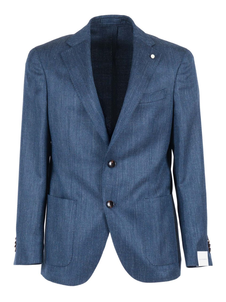 Luigi Bianchi Tailored Drop 7 Herringbone Blazer Blauw