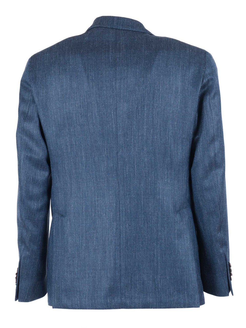 Luigi Bianchi Tailored Drop 7 Herringbone Blazer Blauw