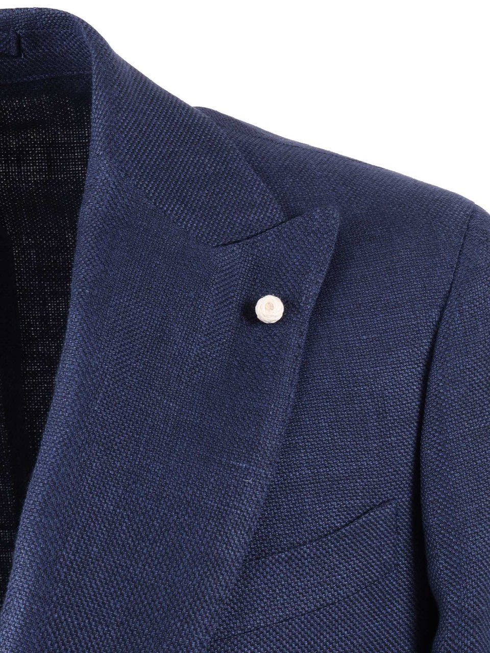 Luigi Bianchi Double Breasted Drop 7 Textured Blazer Zwart