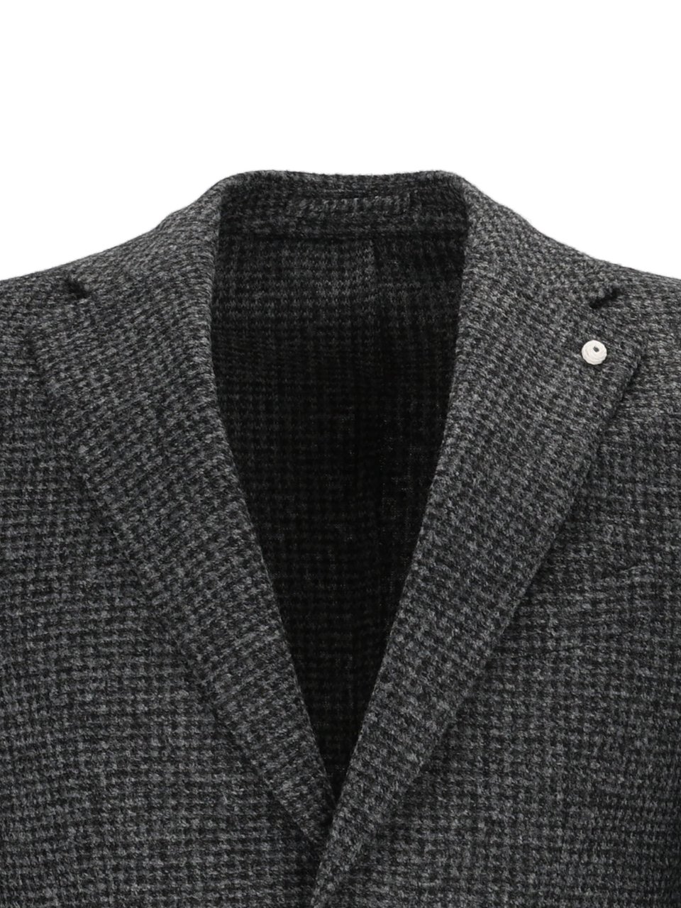Luigi Bianchi Tailored Jacket With Subtle Checkered Pattern And Slim Fit Grijs