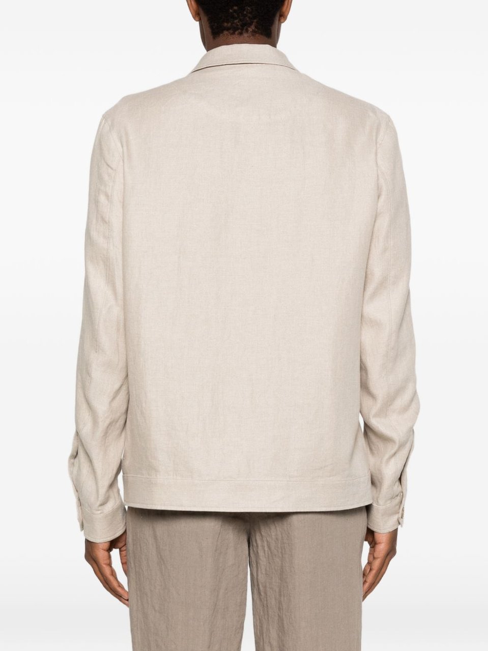 Luigi Bianchi Brando Beige Textured Flap Overshirt Wit