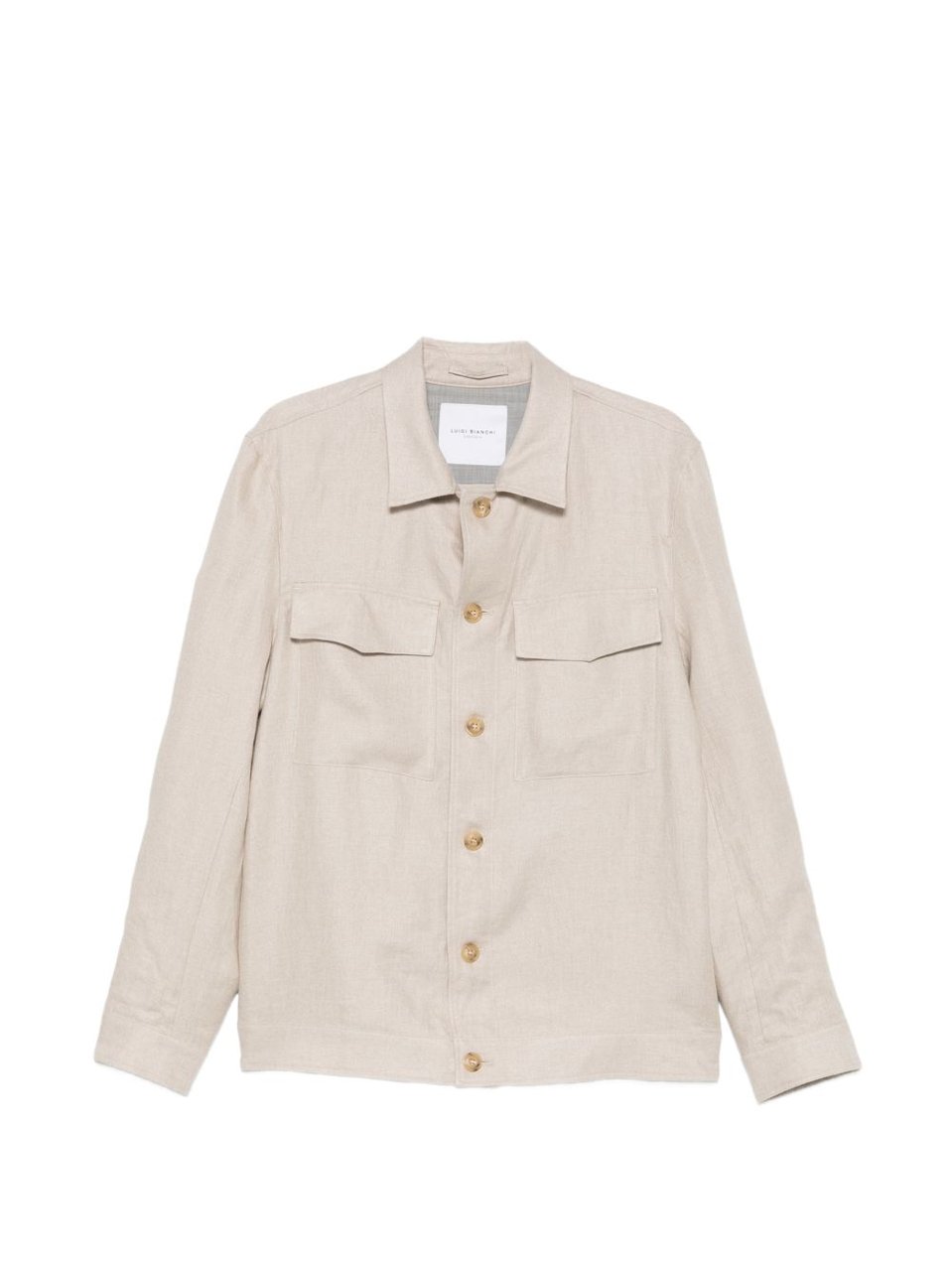 Luigi Bianchi Brando Beige Textured Flap Overshirt Wit