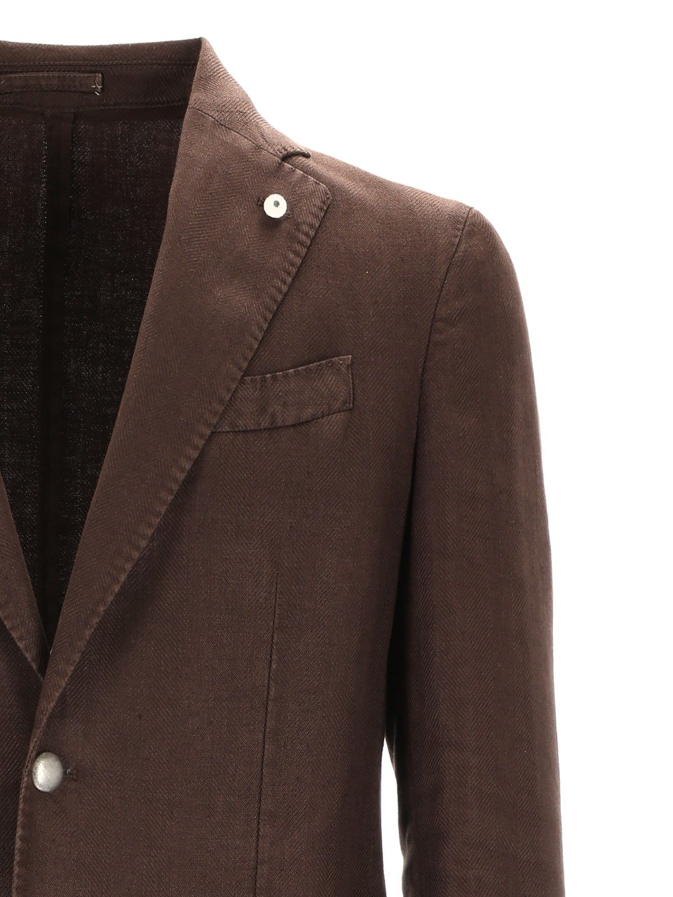 Luigi Bianchi Brown Tailored Linen Cotton Blazer Zwart