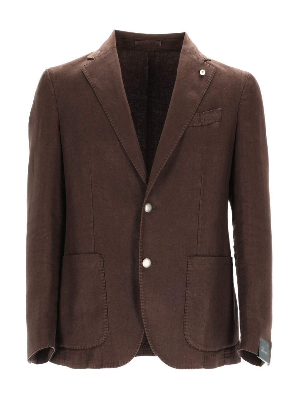 Luigi Bianchi Brown Tailored Linen Cotton Blazer Zwart