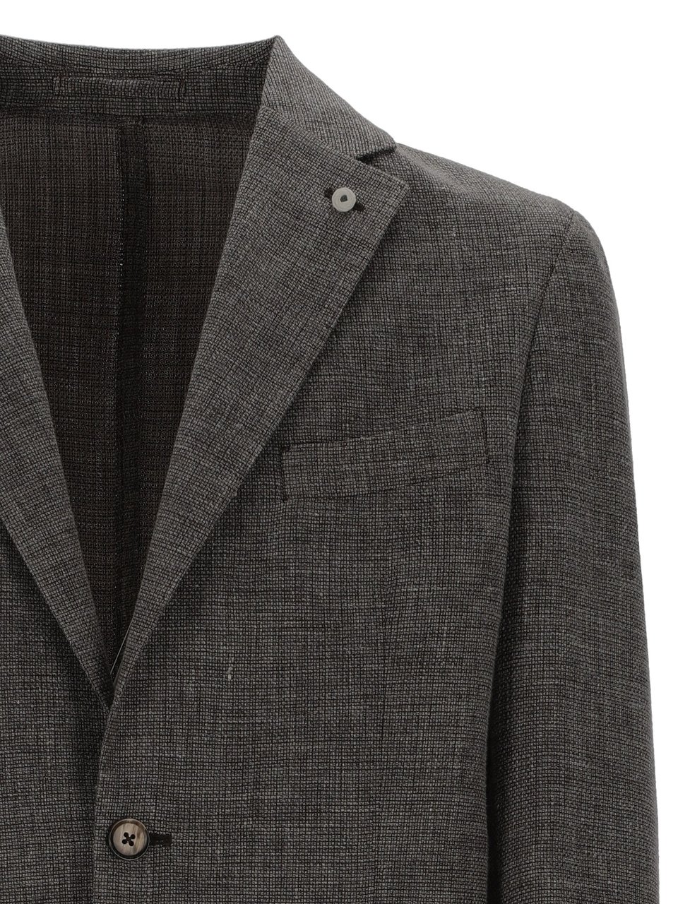 Luigi Bianchi Textured Grey Two Button Jacket Zwart