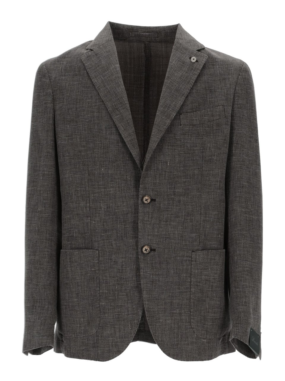 Luigi Bianchi Textured Grey Two Button Jacket Zwart
