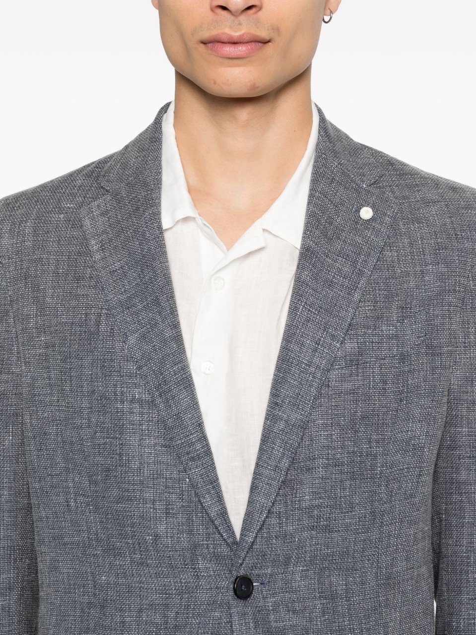 Luigi Bianchi Brando Blue Single Breasted Jacket Grijs
